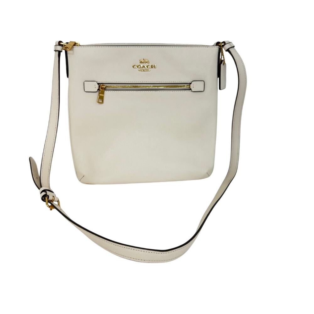Coach Rowan File Crossbody Bag in Crossgrain Leather Off-White C1556